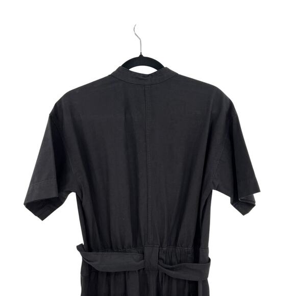 Everlane The Fatigue Jumpsuit Short Sleeve Crop Belted Cotton Linen Black Size 0 - Picture 7 of 11
